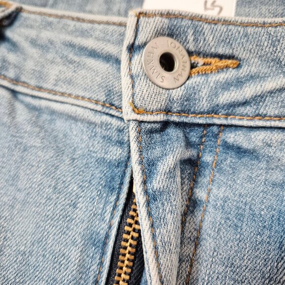 JONATHAN SIMKHAI Straight-Leg Frayed Hem Jean Medium Washed Blue - Picture 6 of 15